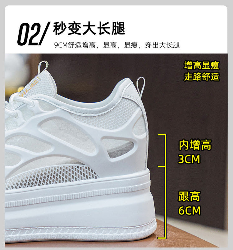 2025 Women's Shoes New Style Platform Thick-Soled Mesh Sports Casual Shoes Popular Internet Celebrity Breathable Trendy White Shoes Sandals