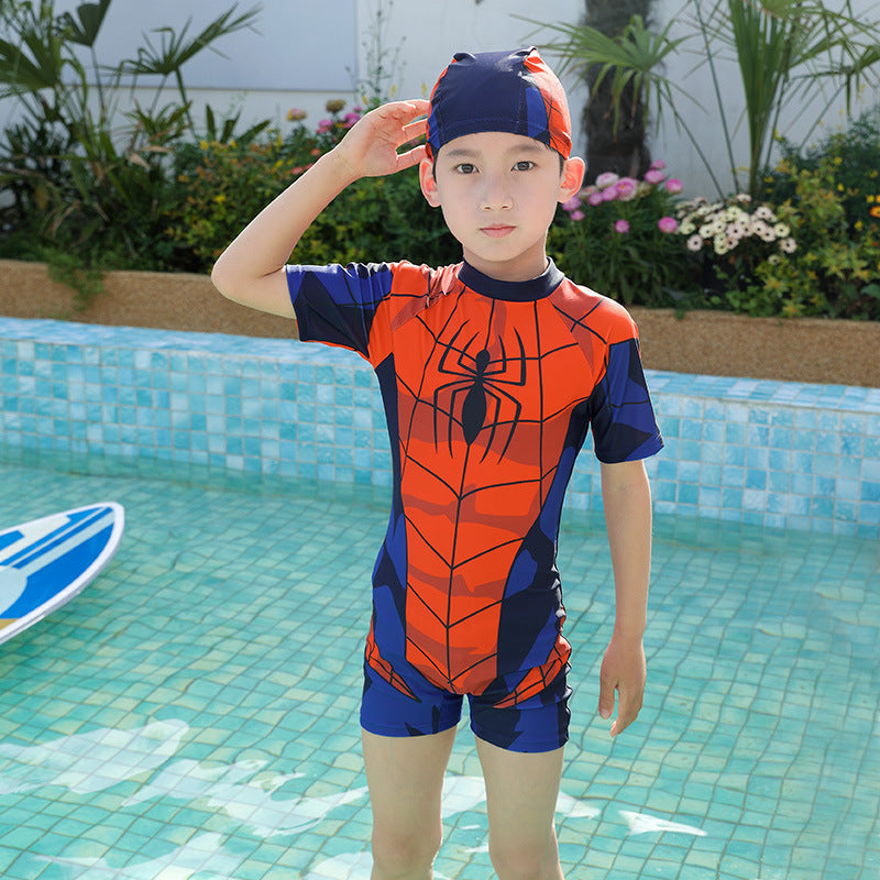 Children's Swimsuit Boys Siaman Spider-Man Long Sleeve Small Medium and Large Children's Baby Sunscreen Quick-drying Equipment Hot Spring Wholesale