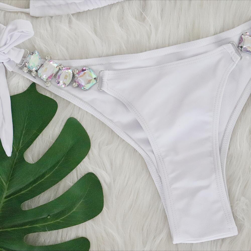 2022 European and American Sexy Bikini Plain Women's Split Strap Luxury Diamond Swimsuit Metal Chain Accessories Swimsuit