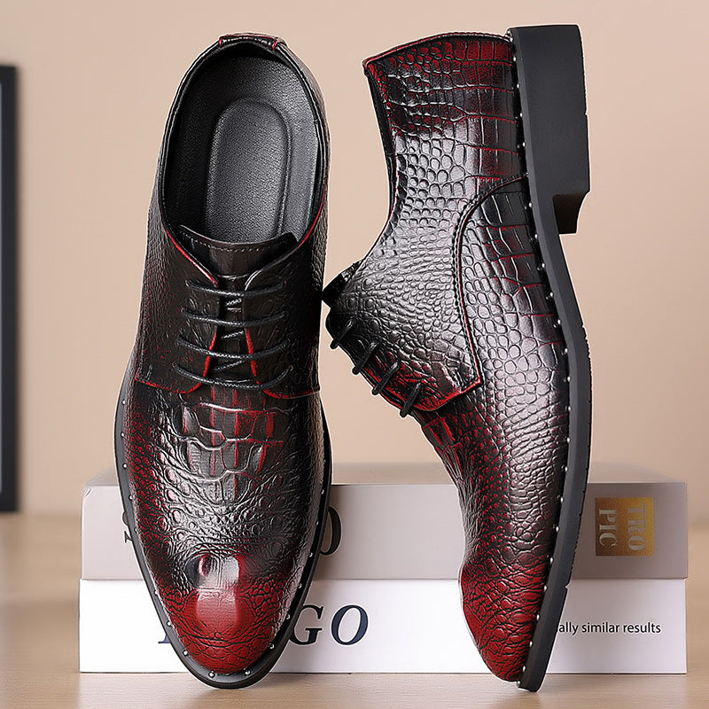 New Four Seasons Men's Leather Shoes Business Dress Leather Shoes Lace-up Casual All-match Wear-resistant Leather Shoes Wedding Shoes Men's Shoes