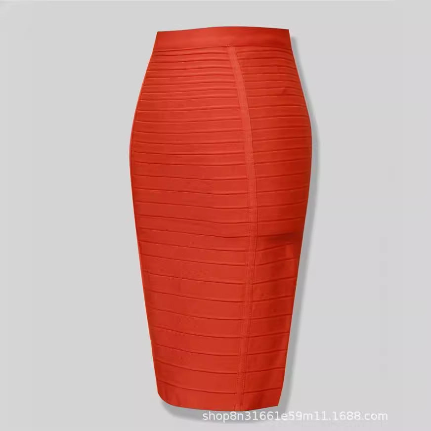Amazon Aliexpress Best-Selling 16-Color Bandage Skirt Stripesd Zipper Double-Open Sexy High-Waist Hip Skirt Skirt