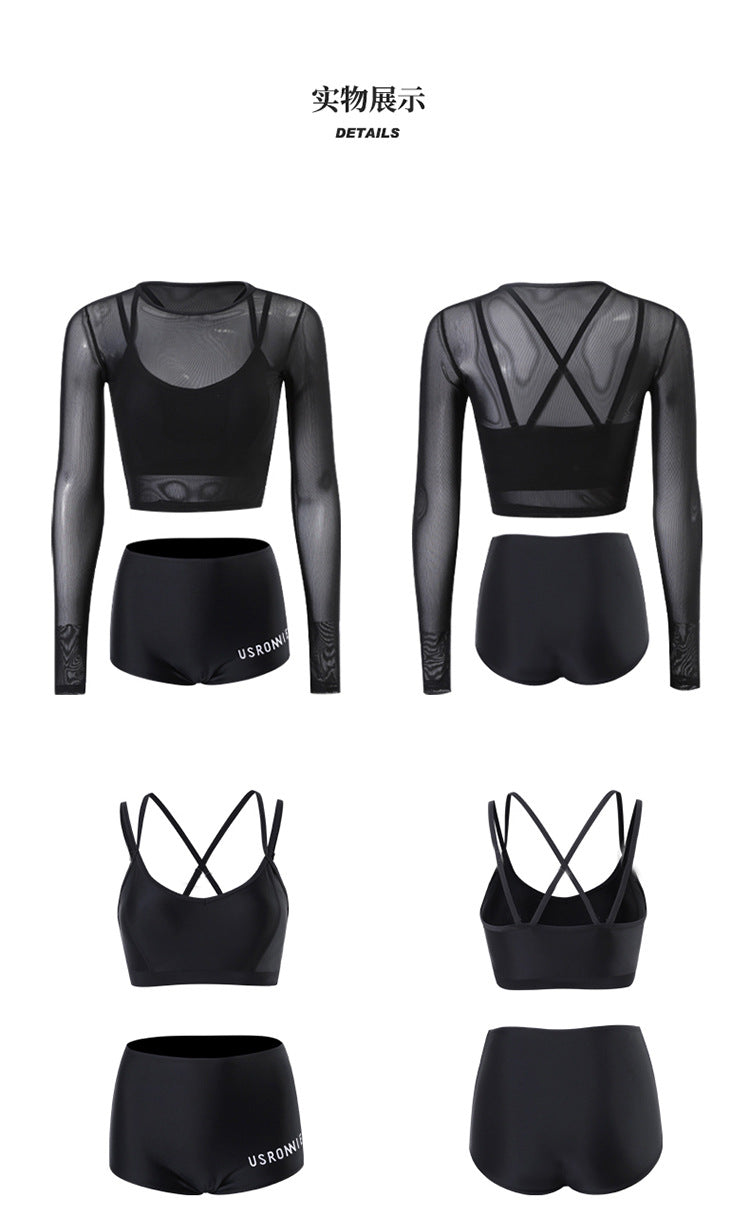 2025 New Swimsuit Women's Three-Piece Split Sexy Belly-Covering Slimming Look Fairy Style Ins Long-Sleeved Sun Protection Swimsuit