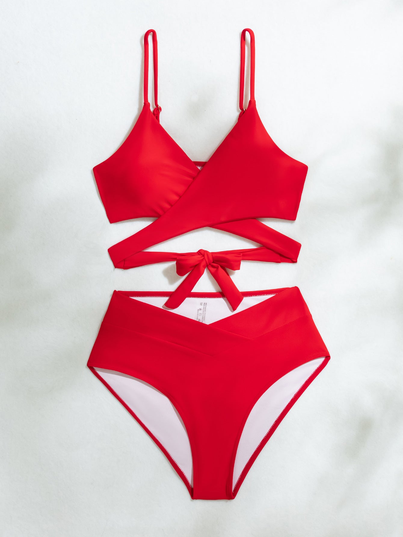 2025 New Bikini Cross-Border European and American Style Aliexpress Solid Color Tie-Up Sexy Bikini Two-Piece Swimsuit Swimwear for Women