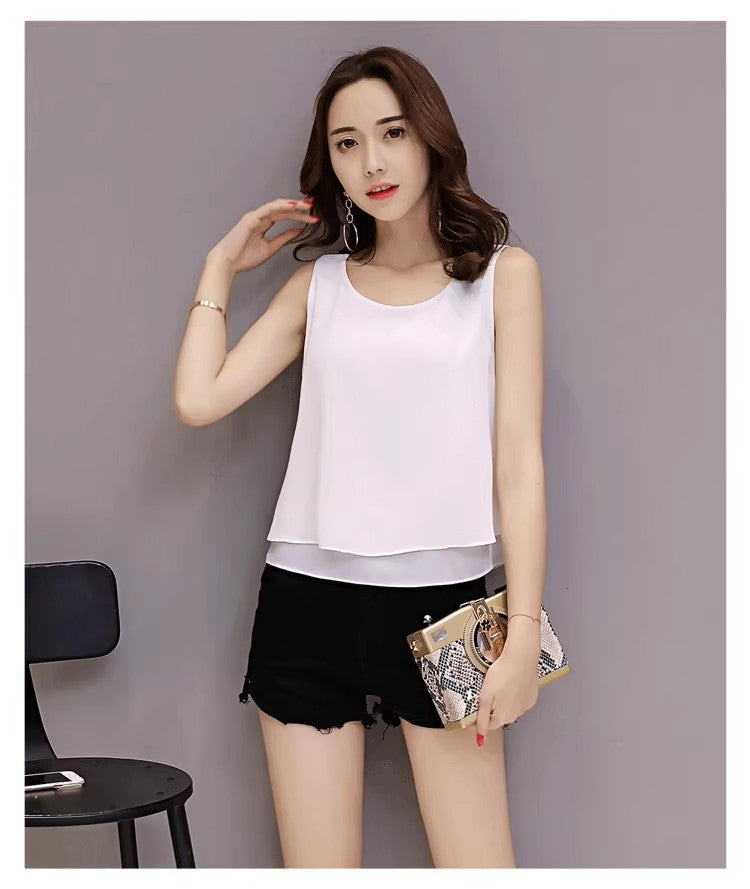 Chiffon Camisole Women's All-match Outer Wear Inner 2025 Summer Loose Slimming plus size Sleeveless Base Top
