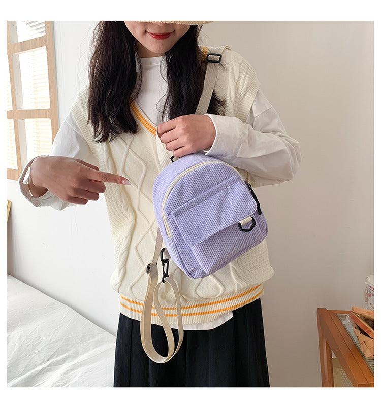 Wholesale/Mini Backpack ins Super Hot Cute OL Commuter Small Cosmetic Bag Striped Textured Student All-match Schoolbag