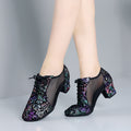 Leather Dance Shoes Latin Dance Shoes Adult Women's Middle-heel Teacher Shoes Cowhide Modern Dance Shoes Square Dance