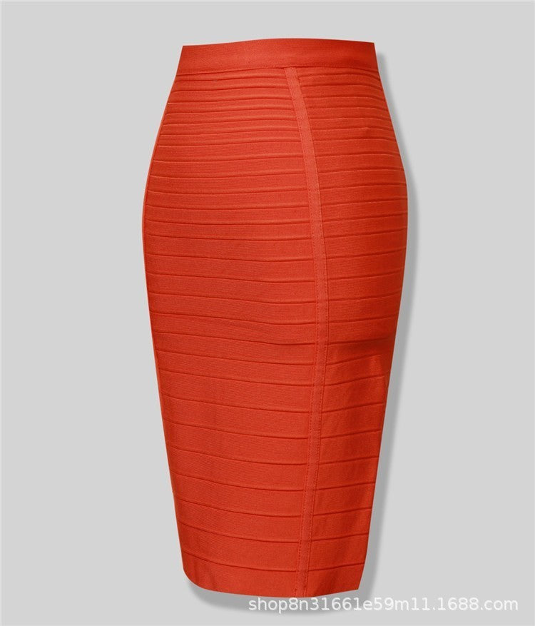 Amazon Aliexpress Best-Selling 16-Color Bandage Skirt Stripesd Zipper Double-Open Sexy High-Waist Hip Skirt Skirt