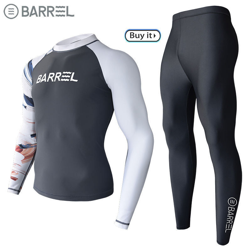 Sun Protection Swimsuit Men's Surfing Suit Split Quick-Drying Tight Jellyfish Suit Snorkeling Suit Wetsuit Full Body Long-Sleeved Trousers