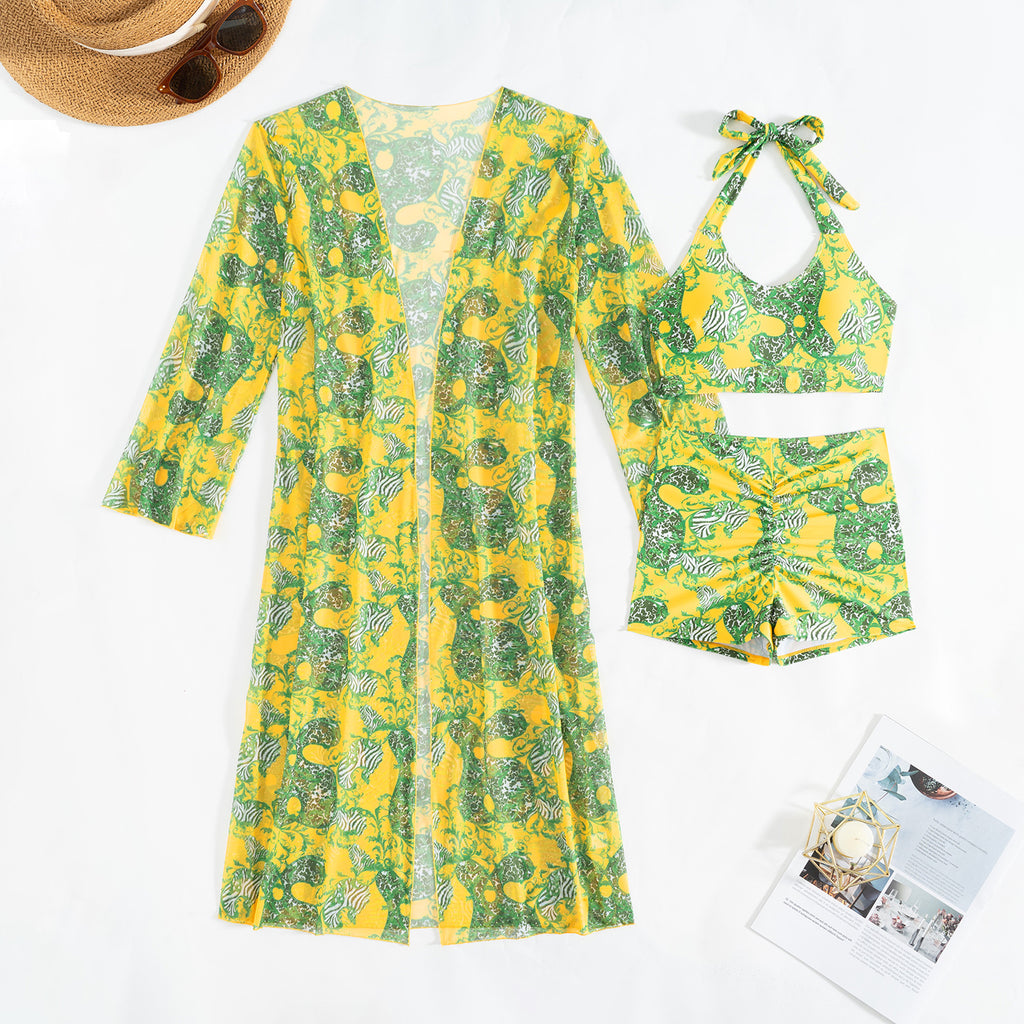 Mingyi New High-end European and American Fashion Sexy Women's Three-piece Bikini BIKINI Multicolor Printed Women's Swimsuit
