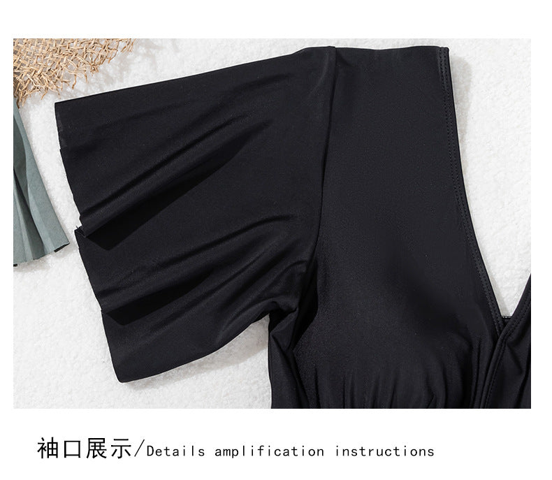 Swimsuit Women's Conservative Conjoined Flat Corner Belly-Covering Slimming Mom Swimsuit plus size Loose Hot Spring Swimsuit for Middle-aged and Elderly
