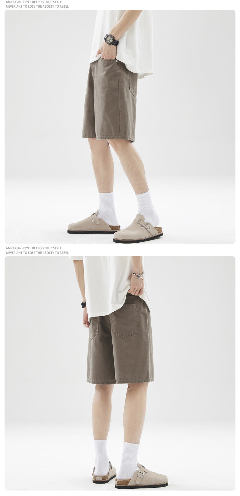 LKTM Men's# American Retro vintage Straight Pants Men's Niche Couples Joker Simple Casual Shorts