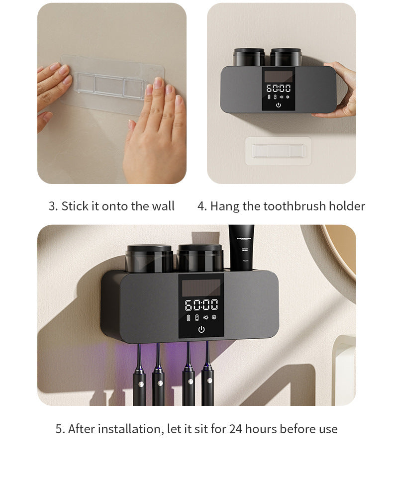 olovvs Smart Toothbrush Sterilizer UV Sterilization Electric Drying Hole-free Mouthwash Cup Toothpaste Rack