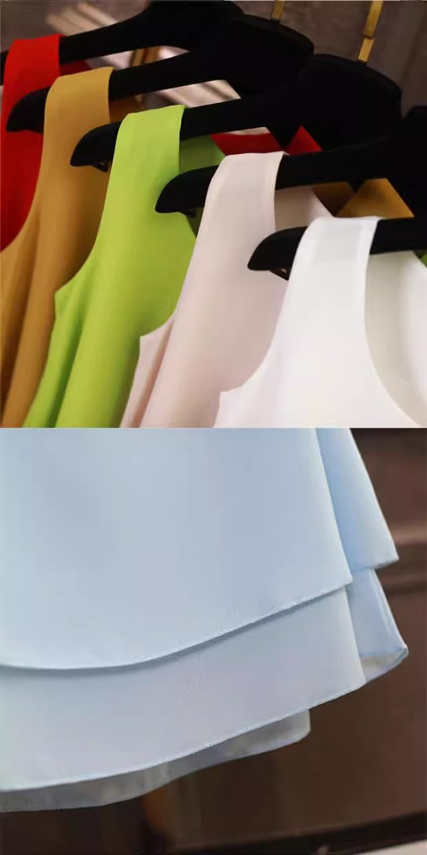 Chiffon Inner Double Small Camisole Black Sleeveless Top Base Shirt Women's Outer Wear Inner Wear Loose Chiffon Shirt