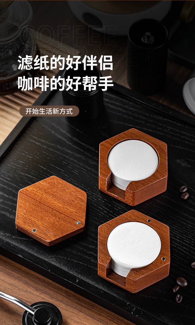 Round Italian Coffee Extraction Filter Paper Storage Sabri Wood Solid Wood Storage Base 58/53/51mm Universal