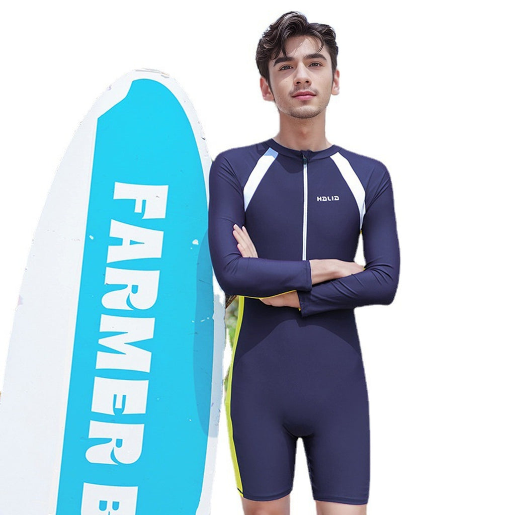 2026 New Men's Long-Sleeved Sun-Protective Quick-Drying One-Piece Swimsuit Men's Quick-Drying Surfing Diving Cross-Border Custom Wholesale