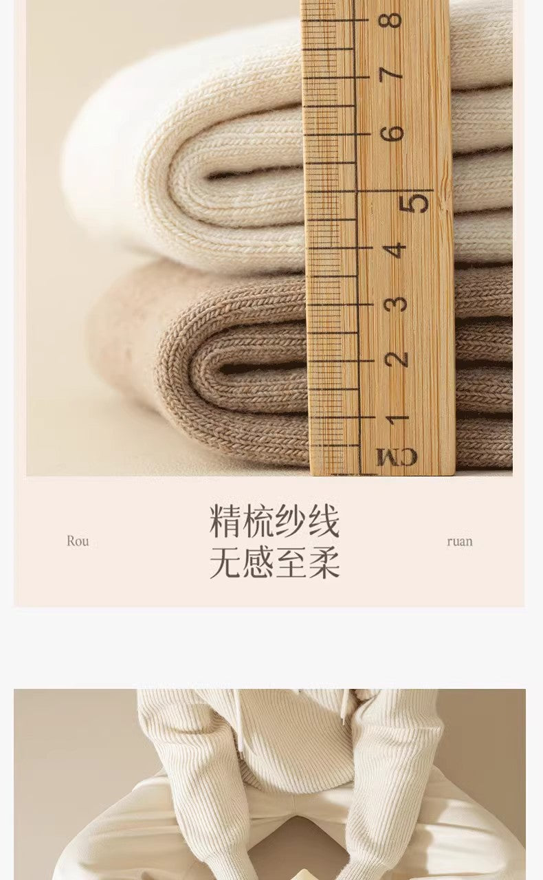 Cashmere Socks Women's Autumn and Winter Mid-tube Wool Socks for Warm Feet Thickened Warm Boneless Moon Socks Winter fleece-lined Floor Socks