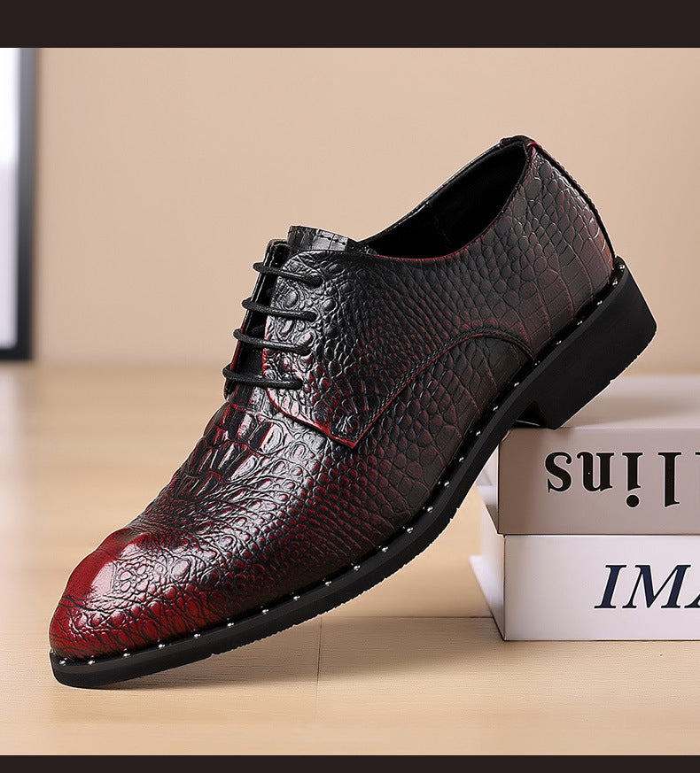 New Four Seasons Men's Leather Shoes Business Dress Leather Shoes Lace-up Casual All-match Wear-resistant Leather Shoes Wedding Shoes Men's Shoes
