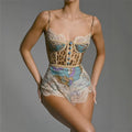 Spring Summer Suspender Sexy Lace Jumpsuit Holiday Slim Fit Printed