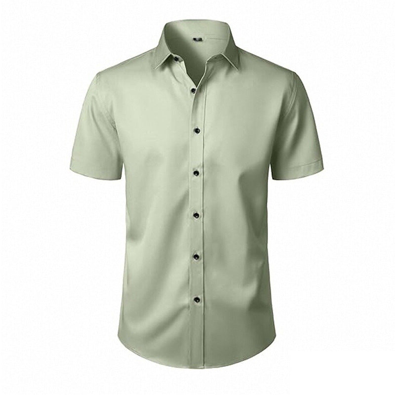 Solid Color Amazon Stretchy Plus-Size Men's Long-Sleeve Shirt, Men's Fashion Shirt, Slim Fit Outerwear