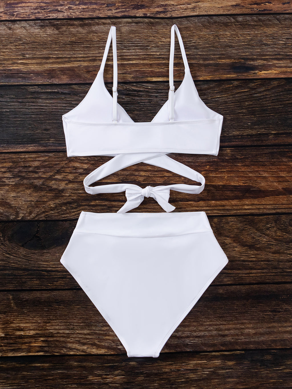 2025 New Bikini Cross-Border European and American Style Aliexpress Solid Color Tie-Up Sexy Bikini Two-Piece Swimsuit Swimwear for Women
