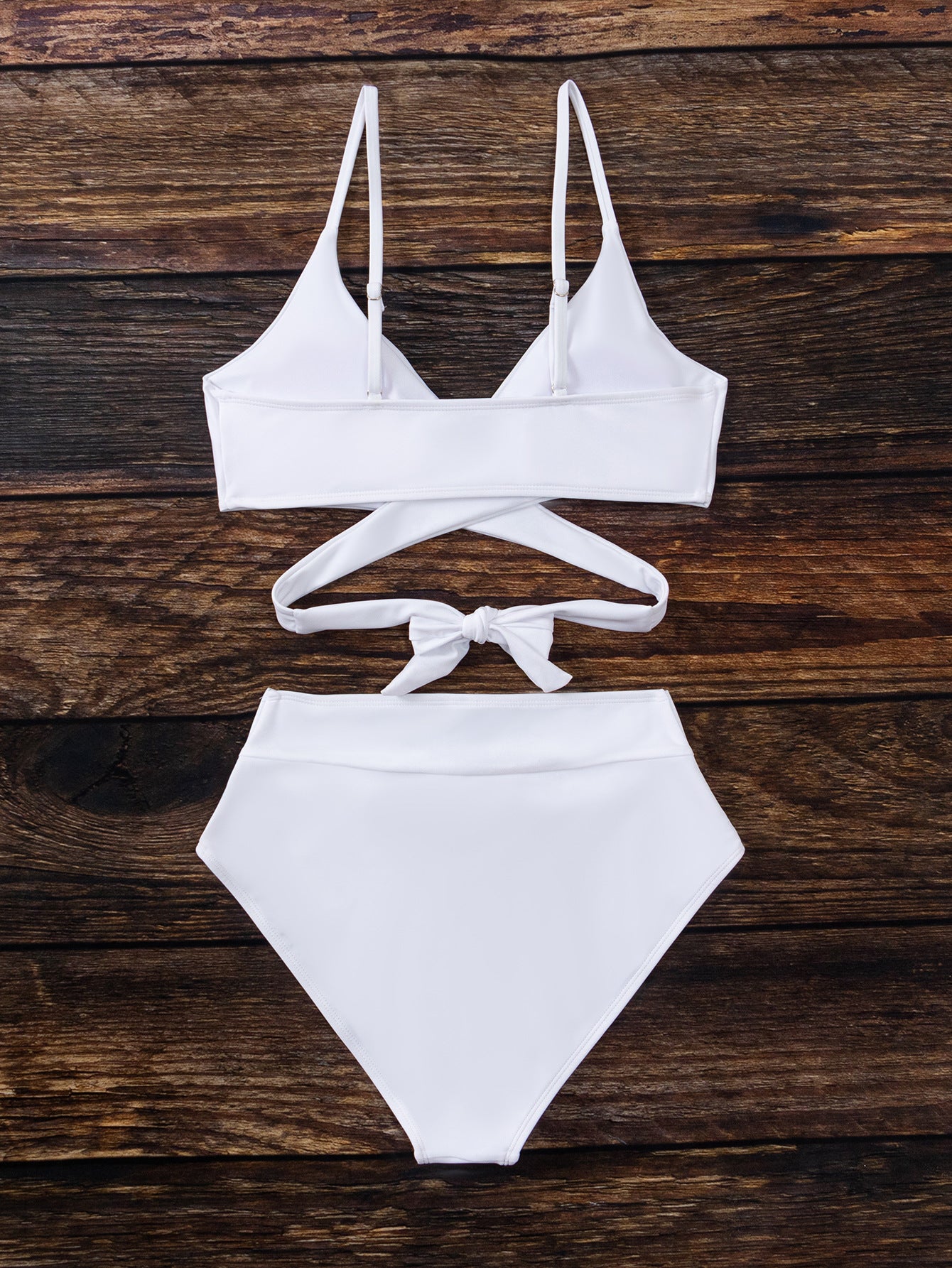 2025 New Bikini Cross-Border European and American Style Aliexpress Solid Color Tie-Up Sexy Bikini Two-Piece Swimsuit Swimwear for Women