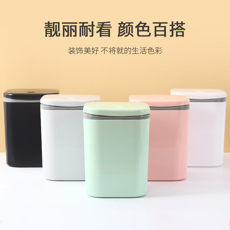 Small Desktop Trash Can for Home Office High-End Dormitory Press with Lid Mini Plastic Storage Trash Can