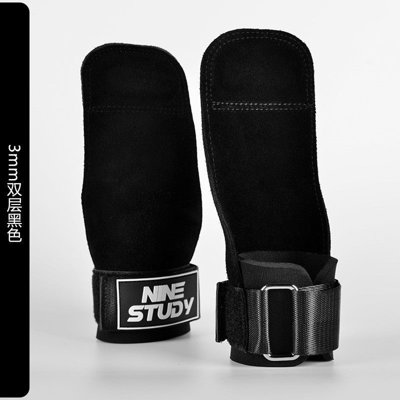 Hard Pull Booster with Cowhide Palm Men's Pull-Up Wrist Bracer Horizontal Bar Pull Back Grip with Hand Gloves Men's Fitness Gloves