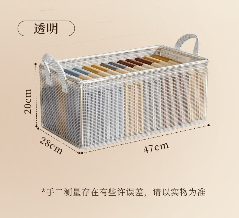 Clothes Storage Box Household Wardrobe Clothes Trousers Fitting Box Transparent Layered Folding Storage Basket Box Free Shipping