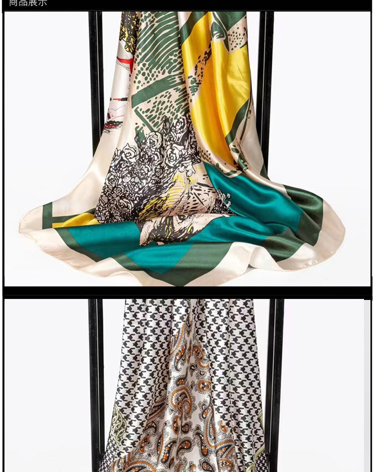 Mother's Day gift double-sided scarf 90 square scarf summer women's thin decorative versatile small scarf shawl scarf scarf