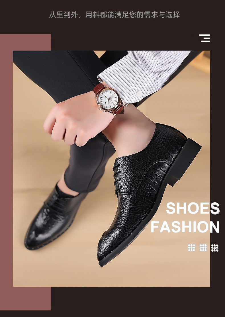 New Four Seasons Men's Leather Shoes Business Dress Leather Shoes Lace-up Casual All-match Wear-resistant Leather Shoes Wedding Shoes Men's Shoes