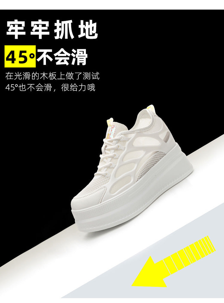 2025 Women's Shoes New Style Platform Thick-Soled Mesh Sports Casual Shoes Popular Internet Celebrity Breathable Trendy White Shoes Sandals