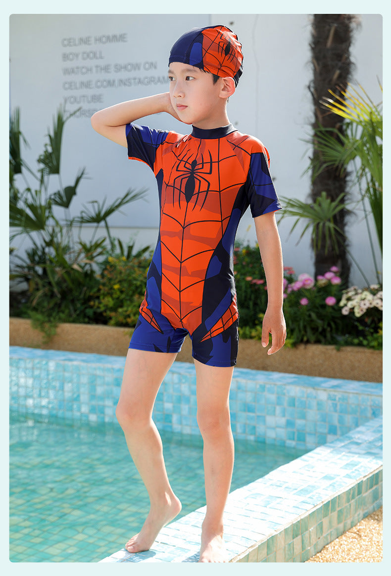 Children's Swimsuit Boys Siaman Spider-Man Long Sleeve Small Medium and Large Children's Baby Sunscreen Quick-drying Equipment Hot Spring Wholesale
