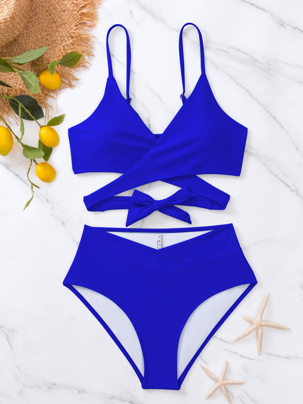 2025 New Bikini Cross-Border European and American Style Aliexpress Solid Color Tie-Up Sexy Bikini Two-Piece Swimsuit Swimwear for Women