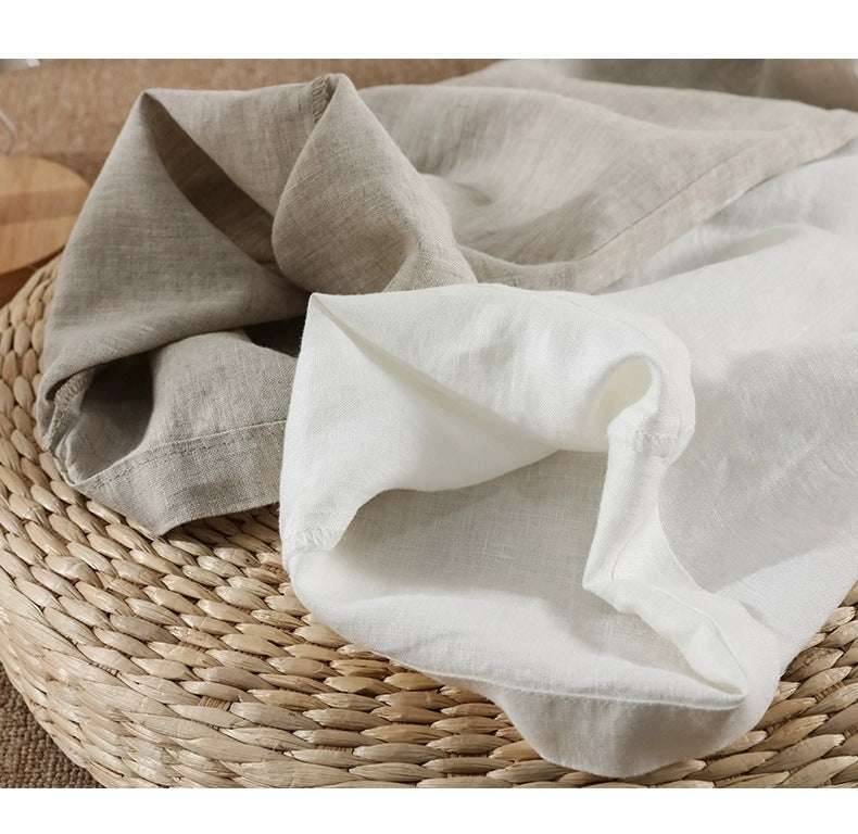Solid Color Linen Wide-Leg Women's Pants 2023 Summer Loose Slimming Drapey High-Waisted Straight Nine-Point Length Leg-Lengthening