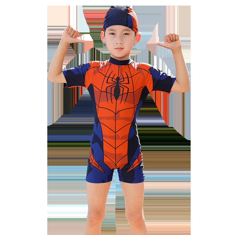 Children's Swimsuit Boys Siaman Spider-Man Long Sleeve Small Medium and Large Children's Baby Sunscreen Quick-drying Equipment Hot Spring Wholesale