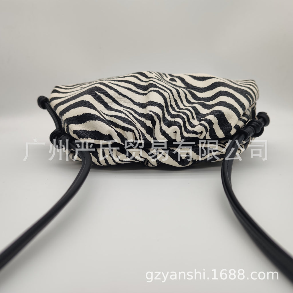 Zebra Pattern Cloud Bag Cross-border Women's Bag Pleated Dumpling Bag New Autumn and Winter Fashion Shoulder Crossbody Bag Hand-held Women's Bag