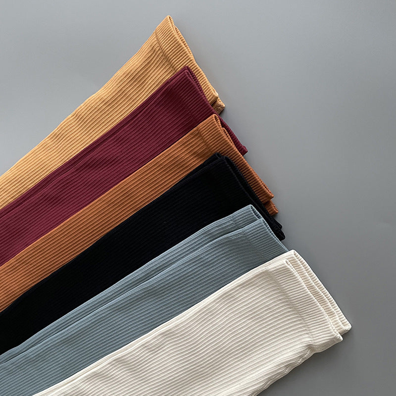 Foreign Trade New Leggings Outer Wear Spring and Summer Women's Solid Color Elastic Tight Sports Pants Yoga Fitness Threaded Pants