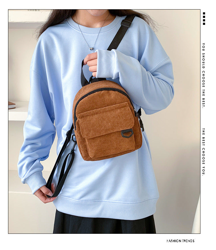 Wholesale/Mini Backpack ins Super Hot Cute OL Commuter Small Cosmetic Bag Striped Textured Student All-match Schoolbag