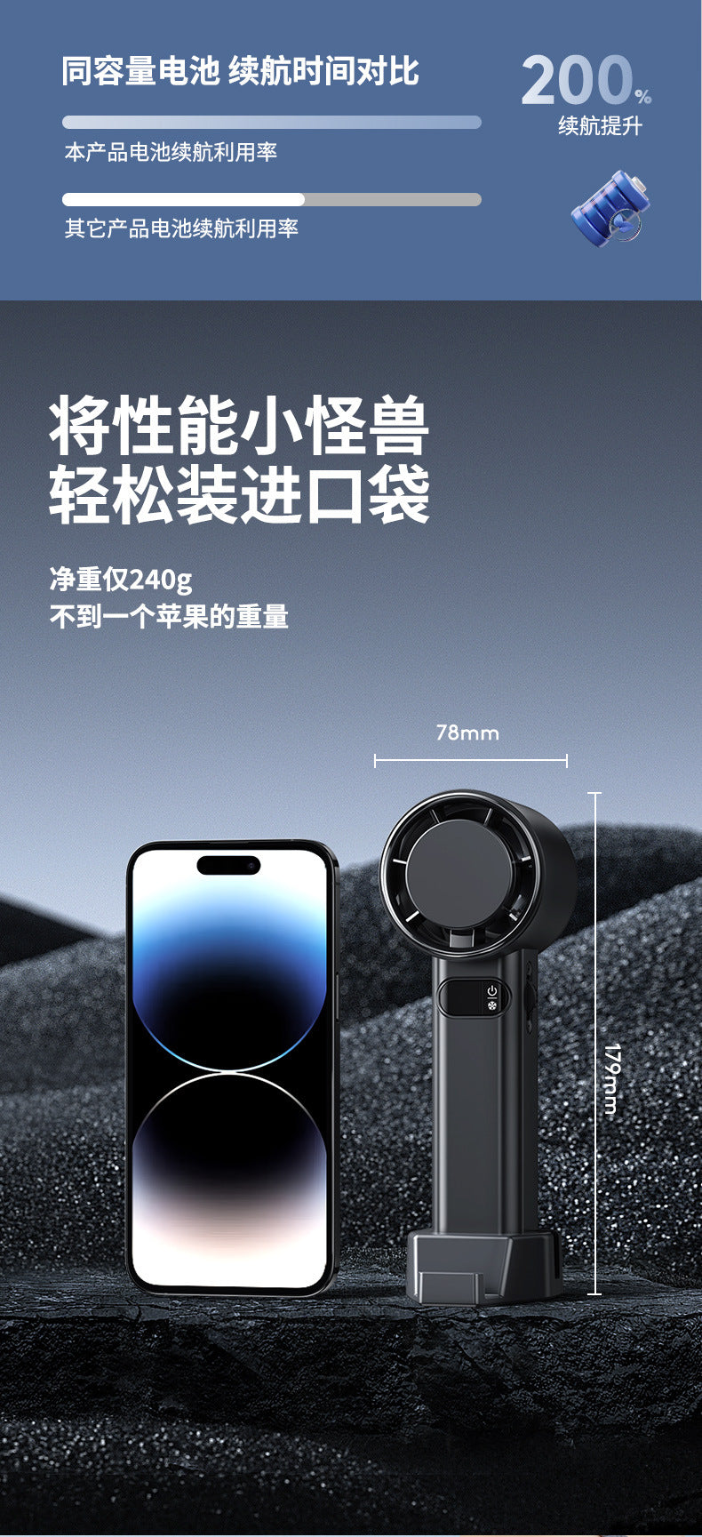 Huaqiangbei 100-speed high-speed hand-held turbo fan portable mini refrigeration ice compress fan