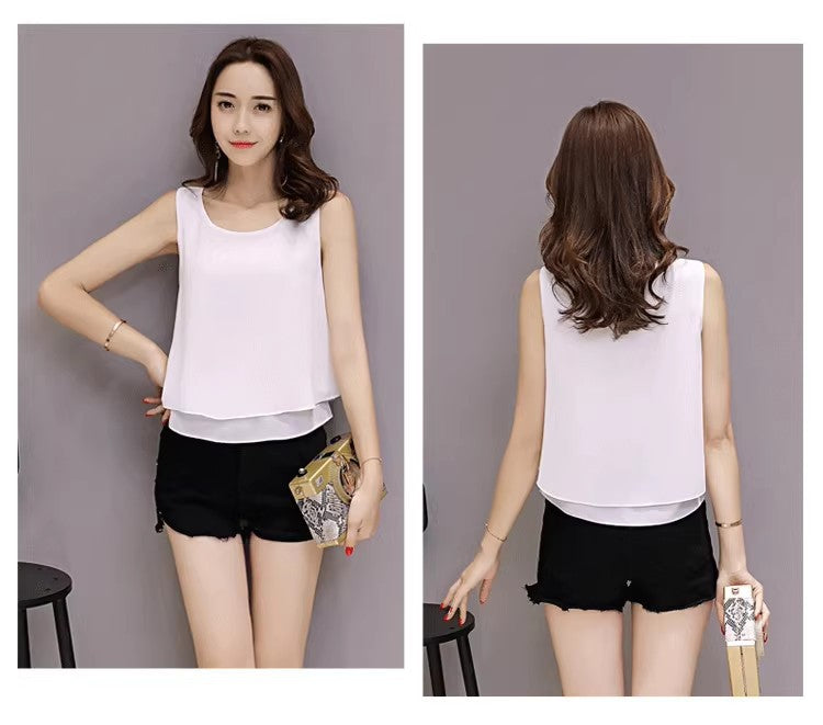 Chiffon Camisole Women's All-match Outer Wear Inner 2025 Summer Loose Slimming plus size Sleeveless Base Top