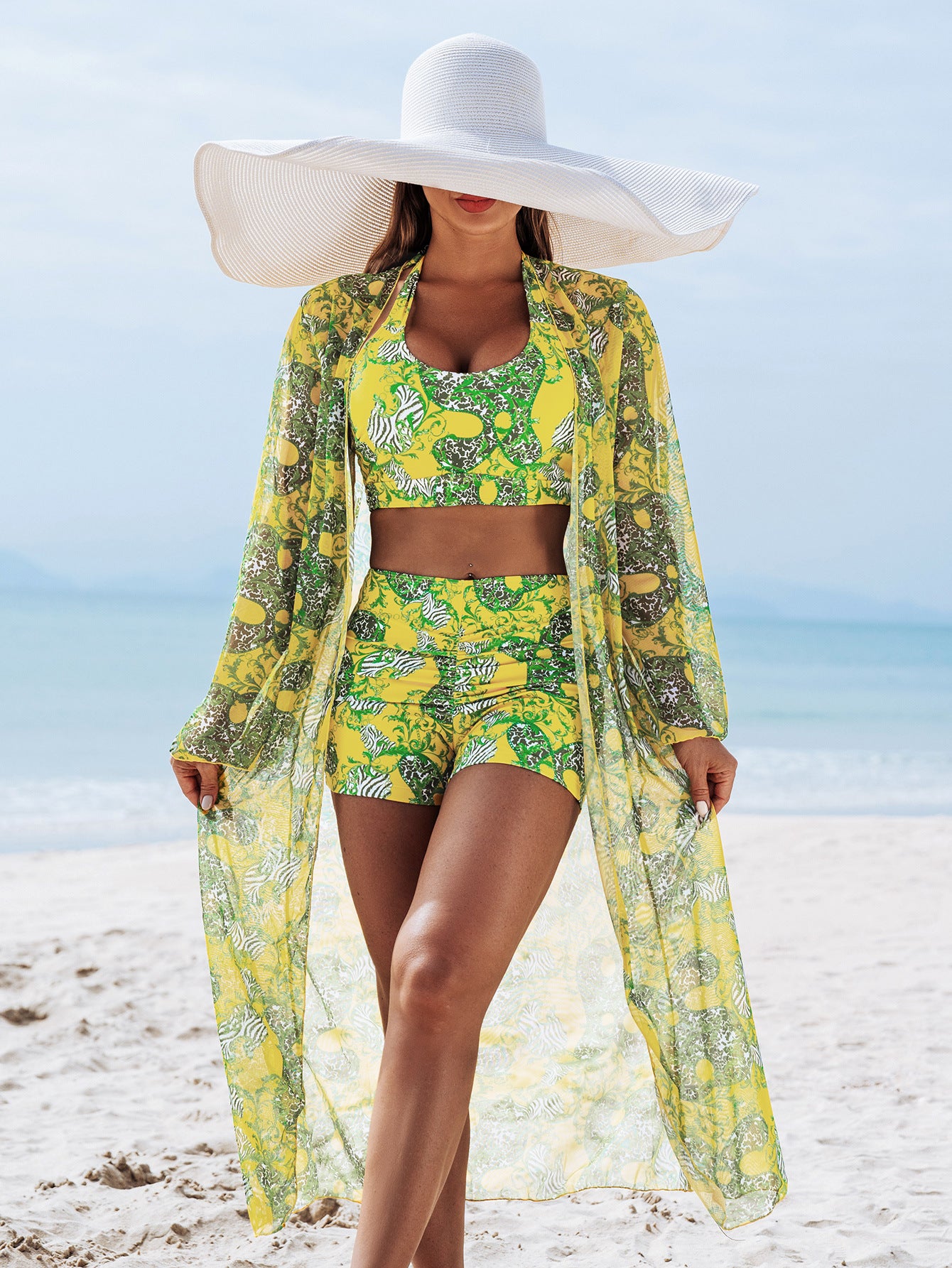 Mingyi New High-end European and American Fashion Sexy Women's Three-piece Bikini BIKINI Multicolor Printed Women's Swimsuit