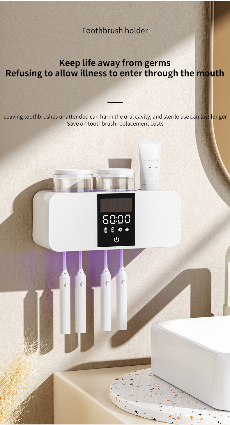olovvs Smart Toothbrush Sterilizer UV Sterilization Electric Drying Hole-free Mouthwash Cup Toothpaste Rack