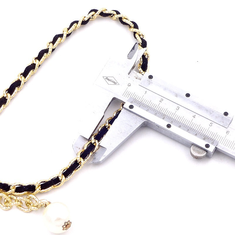 Korean style versatile metal thin waist chain women's skirt decorative pearl belt sweet lady decorative belt