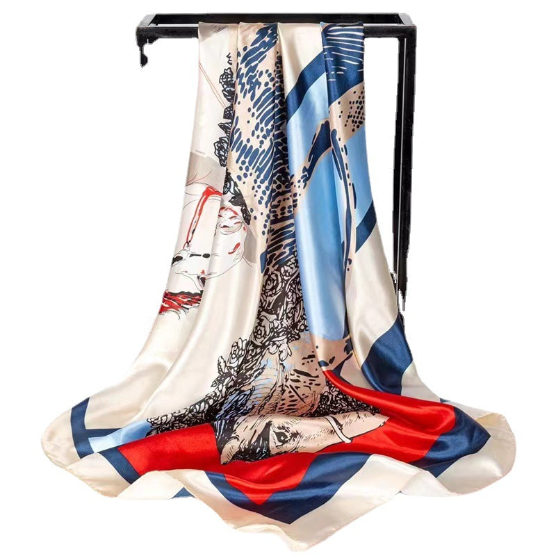 Mother's Day gift double-sided scarf 90 square scarf summer women's thin decorative versatile small scarf shawl scarf scarf