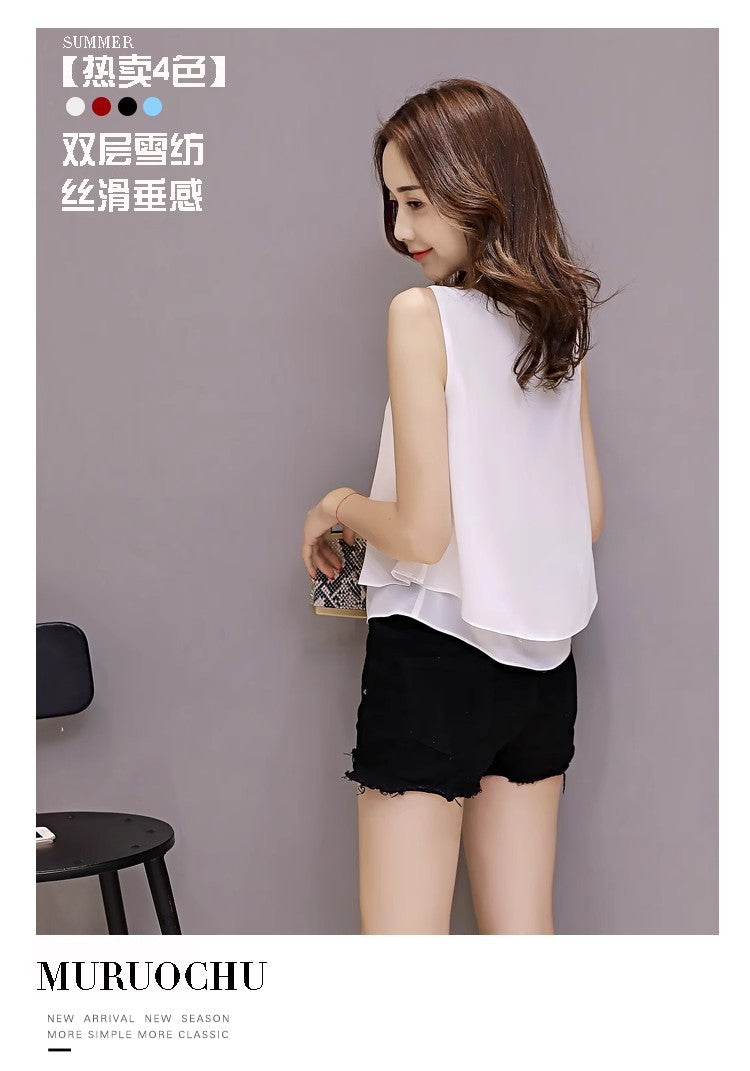 Chiffon Camisole Women's All-match Outer Wear Inner 2025 Summer Loose Slimming plus size Sleeveless Base Top