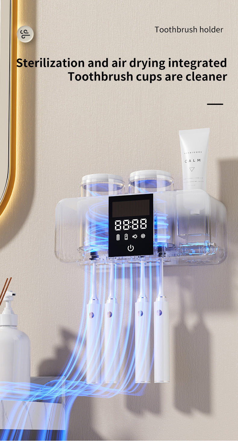 olovvs Smart Toothbrush Sterilizer UV Sterilization Electric Drying Hole-free Mouthwash Cup Toothpaste Rack