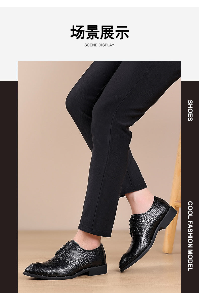 New Four Seasons Men's Leather Shoes Business Dress Leather Shoes Lace-up Casual All-match Wear-resistant Leather Shoes Wedding Shoes Men's Shoes