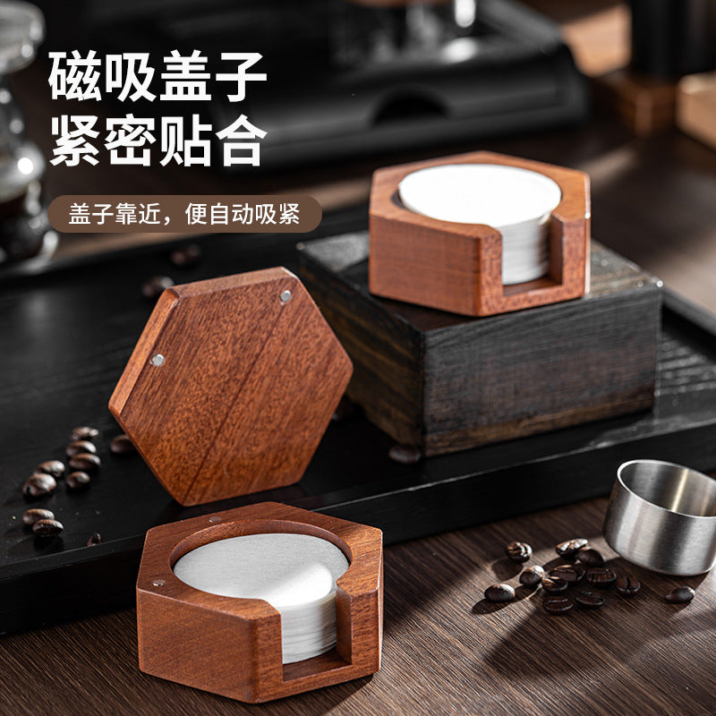 Round Italian Coffee Extraction Filter Paper Storage Sabri Wood Solid Wood Storage Base 58/53/51mm Universal