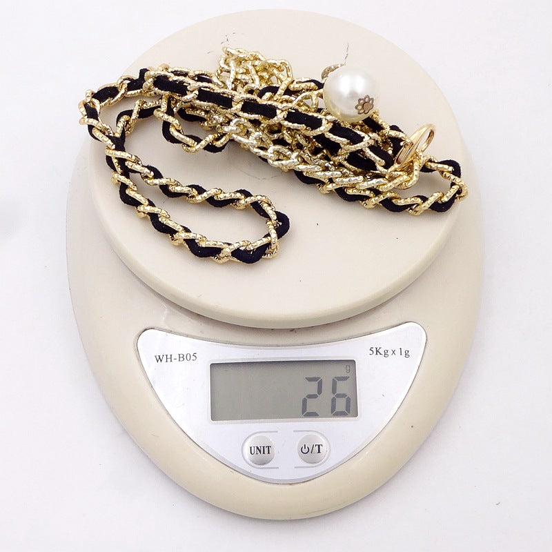 Korean style versatile metal thin waist chain women's skirt decorative pearl belt sweet lady decorative belt