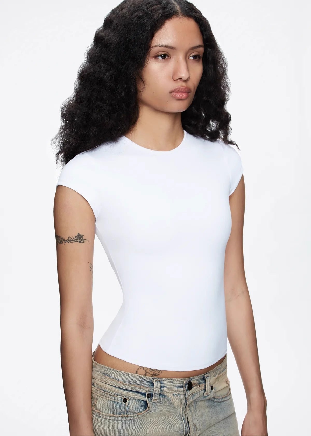Spot Tankair Sexy Skin-Friendly Nude Elastic Tight Fitness Right Shoulder Small Flying Sleeve T-Shirt Sports Quick-Drying Top